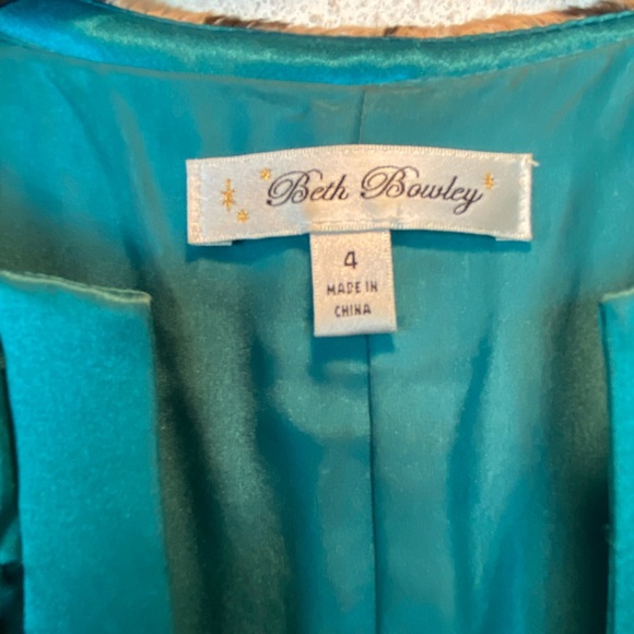 Beth Bowley 2pc blue velvet silk lined dress w/faux 🐆 coat - Picture 7 of 13